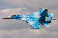 58 @ EGVA - Sukhoi Su-27P1M 58 831 Guards Tactical Aviation Brigade Ukrainian AF, Fairford 14/7/18 - by Grahame Wills