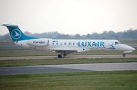 LX-LGL @ EGCC - Luxair ERJ135 taxying out - by FerryPNL