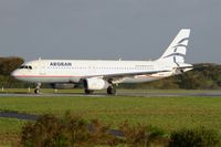 SX-DVS @ LFRB - Airbus A320-232, Take off run rwy 25L, Brest-Bretagne airport (LFRB-BES) - by Yves-Q