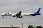 9K-AOH @ LHR - Kuwait Airways 4 month old B777-369ER Landing runway 27L ,LHR 15.7.17 - by Mike stanners