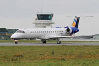 F-HELA @ LFRB - Embraer ERJ-145EU, Taxiing to holding point rwy 25L, Brest-Bretagne airport (LFRB-BES) - by Yves-Q
