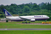 G-BYAB @ EGBB - G-BYAB   Boeing 767-204ER [25139] (Britannia) Birmingham Int'l~G 13/08/2004 - by Ray Barber