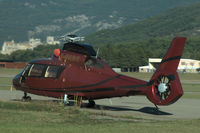 F-GRRC @ LFNA - Aérospatiale SA 365N-1 Dauphin 2 parked at Gap Tallard airport, France, without rotor blades - by Van Propeller