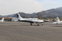 N444KT @ SZP - 1981 Cessna 340A, two Continental TSIO-520K 310 Hp each, turbocharged and pressurized, tip tanks standard. On transient ramp. - by Doug Robertson