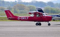 G-OKLY @ EGFH - Visiting Reims/Cessna F150K. - by Roger Winser