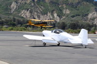 N1510V @ SZP - 1948 rebuild DeHavilland DH.60G GIPSY MOTH, DeHavilland group 3II inverted inline air-cooled 120 Hp, takeoff climb Rwy 22, panned shot. (with N93RR Van's RV-9 on Transient Ramp, which see) - by Doug Robertson