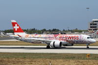 HB-JCA @ LMML - Bombardier CS300 HB-JCA Swiss in colourful scheme!! - by Raymond Zammit