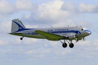 F-AZTE @ LFRU - Douglas C-47A Skytrain, On final rwy 23, Morlaix-Ploujean airport (LFRU-MXN) Air show 2017 - by Yves-Q