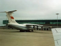 CCCP-76701 @ EGSS - Aeroflot IL-78M CCCP-76701 Cn 0063471139 at EGSS Stansted 05Sep1992, taken from RAAF B707-338KC A20-624 on arrival after a 7.1 hour trans-Atlantic flight from Dulles USA KIAD. (The center AAR pod is mounted on a pylon on the Il-78's rear Port fuselage). - by Walnaus47
