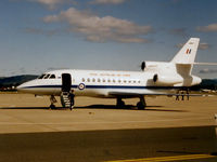 A26-077 @ YSCB - Low res RAAF 34 Squadron Falcon 900 A26-077 Cn 077 on the apron at RAAF Base Fairbairn YSCB on 28May1992. The aircraft had just returned from a round trip to Sydney. Flight time was 0.4 hours. The F900 delivered a Flight Crew to  Hawker Pacific Sydney. - by Walnaus47