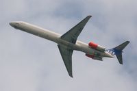 LN-RML @ LFPG - Scandinavian Air System McDonnell Douglas MD-82, Take off rwy 27L, Roissy Charles De Gaulle airport (LFPG-CDG) - by Yves-Q