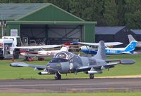 G-SOAF @ EGSX - ex-Omani Air Force (425) BAC Strikemaster now parked at North Weald - by Chris Holtby