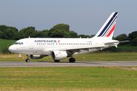 F-GUGM @ LFRB - Airbus A318-111, Taxiing rwy 07R, Brest-Bretagne airport (LFRB-BES) - by Yves-Q