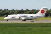 D-AWUE @ LFRB - British Aerospace BAe.146-200, Taxiing rwy 07R, Brest-Bretagne airport (LFRB-BES) - by Yves-Q