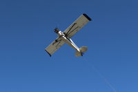 N6094D @ SZP - 1958 Piper PA-18A-150 SUPER CUB, Lycomming O-320 150 Hp, banner tow climb-note tow line - by Doug Robertson