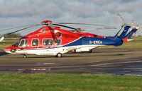 G-EMEA @ EGSH - Parked on the SaxonAir ramp next to its usual spot, due to the AW189 (behind) using it. - by Michael Pearce