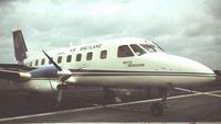 G-BWTV @ EGLF - Bandeirante aircraft operated by Air Shetland on display at the 1978 Farnborough Air Show. - by Roger Winser