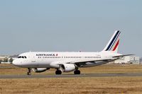 F-GKXU @ LFBD - Airbus A320-214, Taxiing to holding point rwy 05, Bordeaux Mérignac airport (LFBD-BOD) - by Yves-Q