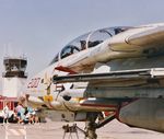 162594 @ LVK - Livermore Airport California 1991. VF-111 Sundowner. Captain Rick 'Wigs' Ludwig and Kevin 'Soy' Roe. This same aircraft crashed in the Gulf of Mexico 2002. Pilots minor injuries. - by Clayton Eddy