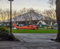 N160NW - Helicopter preparing to put a new sign on arena - by Elena U