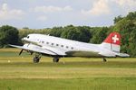 N431HM @ LFFQ - Douglas DC3C-S1C3G, Taxiing, La Ferté-Alais airfield (LFFQ) Airshow 2015 - by Yves-Q