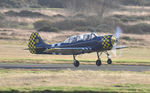 G-OUGH @ EGFH - Resident Yak-52 departing Runway 28. - by Roger Winser