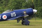 F-AZXJ @ LFFQ - Hawker Sea Fury FB.11, Taxiing, La Ferté-Alais Airfield (LFFQ) Air show 2015 - by Yves-Q