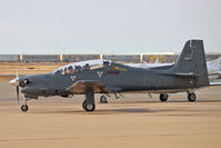 N501VK @ KAFW - Valkyrie Aero Tucano N501VK, ex FAF 501 departing Fort Worth Alliance after a fuel stop. - by Matt Ellis