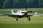 F-AZSB @ LFFQ - North American P-51D Mustang, Landing, La Ferté-Alais (LFFQ) Air show 2012 - by Yves-Q