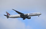A7-BAG @ EGLL - Boeing 777-3DZ/ER on finals to 9R London Heathrow. - by moxy
