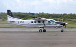 G-SYLV @ EGFH - Visiting aircraft operated by Skydive Swansea about to depart with a lift of skydivers. - by Roger Winser