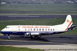 G-AOYR @ EDDL - Vickers Viscount V.806 - BAF British Air Ferries - G-AOYR - 31.03.1990 - DUS - by Ralf Winter