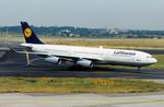 D-AIBA @ EDDL - Lufthansa A342 arriving in DUS - by FerryPNL