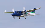 G-SACL @ EGFH - Resident P-2006T aircraft finals to land Runway 28. - by Roger Winser