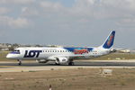 SP-LNB @ LMML - Embraer 195LR SP-LNB LOT Polish Airlines wearing special colours. - by Raymond Zammit