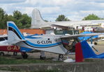 G-CLDN @ EGSX - Parked outside hangar at North Weald, Essex - by Chris Holtby