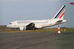 F-GUGQ @ LFRB - Airbus A318-111, Reverse thrust landing rwy 25L, Brest-Bretagne airport (LFRB-BES) - by Yves-Q