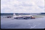 G-ATAB @ LGW - Dan Air DC7B loading racehorses at Gatwick  COPYRIGHT - by Unknown