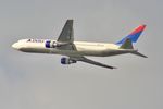 N1402A @ KLAX - Delta Boeing 767-332, departing 25R LAX - by Mark Kalfas
