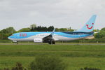 OO-JAU @ LFRB - Boeing 737-8K, Take off runl rwy 25L, Brest-Bretagne airport (LFRB-BES) - by Yves-Q