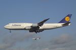 D-ABYO @ EDDF - Boeing 747-830 of Lufthansa on final approach to Frankfurt-Main airport