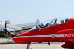 XX244 @ LFSX - Red Arrows Hawker Siddeley Hawk T.1A, Taxiing, Luxeuil-Saint Sauveur Air Base 116 (LFSX) - by Yves-Q