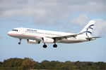 SX-DGE @ LFRB - Airbus A320-232, On final rwy 25L, Brest-Bretagne airport (LFRB-BES) - by Yves-Q