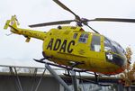 D-HLFB - MBB Bo 105S, displayed to represent 'D-HILF', the first Bo 105 EMS helicopter of the ADAC, at the visitors park of Munich international airport (Besucherpark). The real D-HILF is exhibited at the Flugwerft Schleißheim of the Deutsches Museum - by Ingo Warnecke