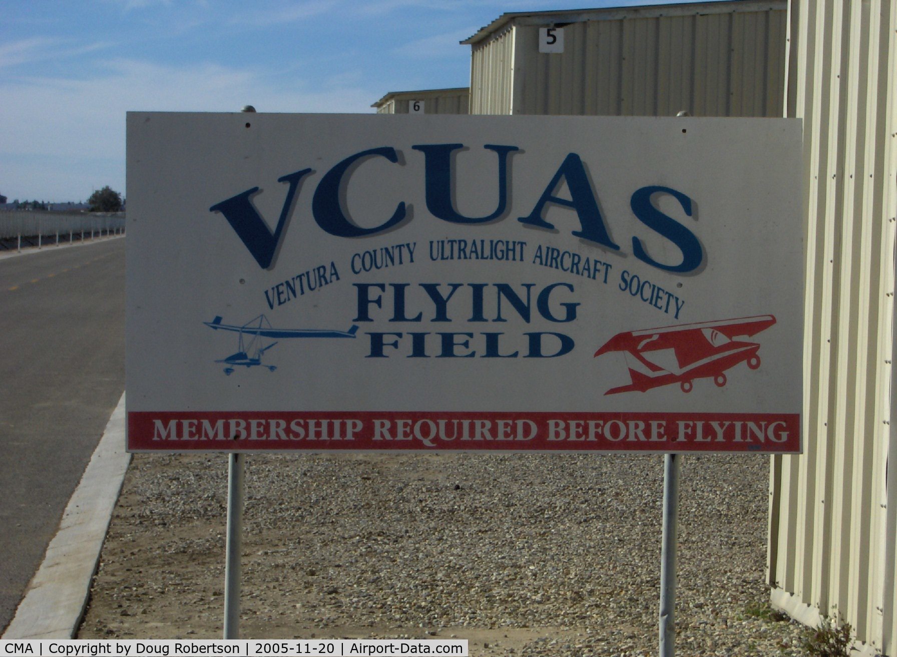 Camarillo Airport (CMA) - Ventura County Ultralight Aircraft Society Hangars, CMA. They have close, separate windsock.