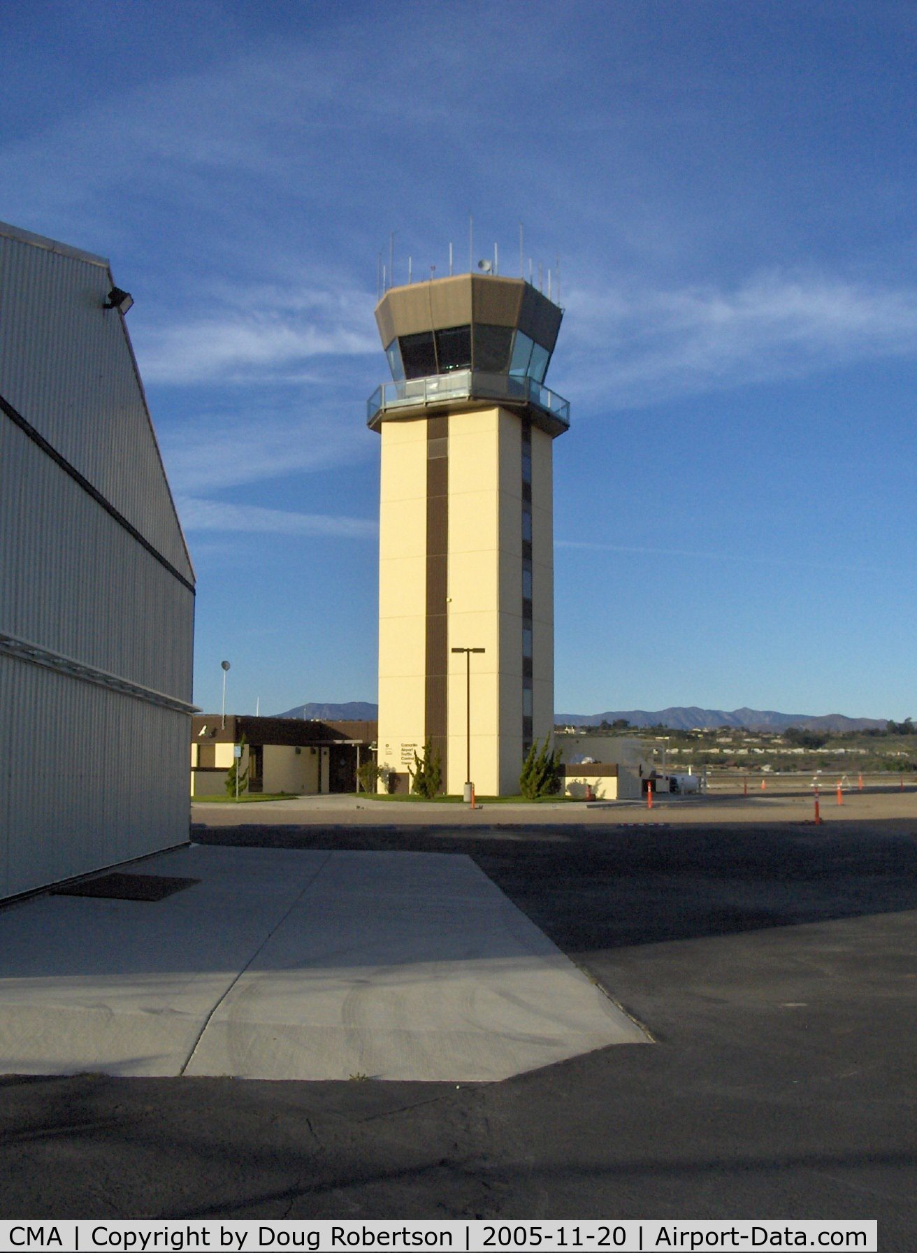 Camarillo Airport (CMA) - Camarillo, California FAA Control Tower, mid-field, South. CMA