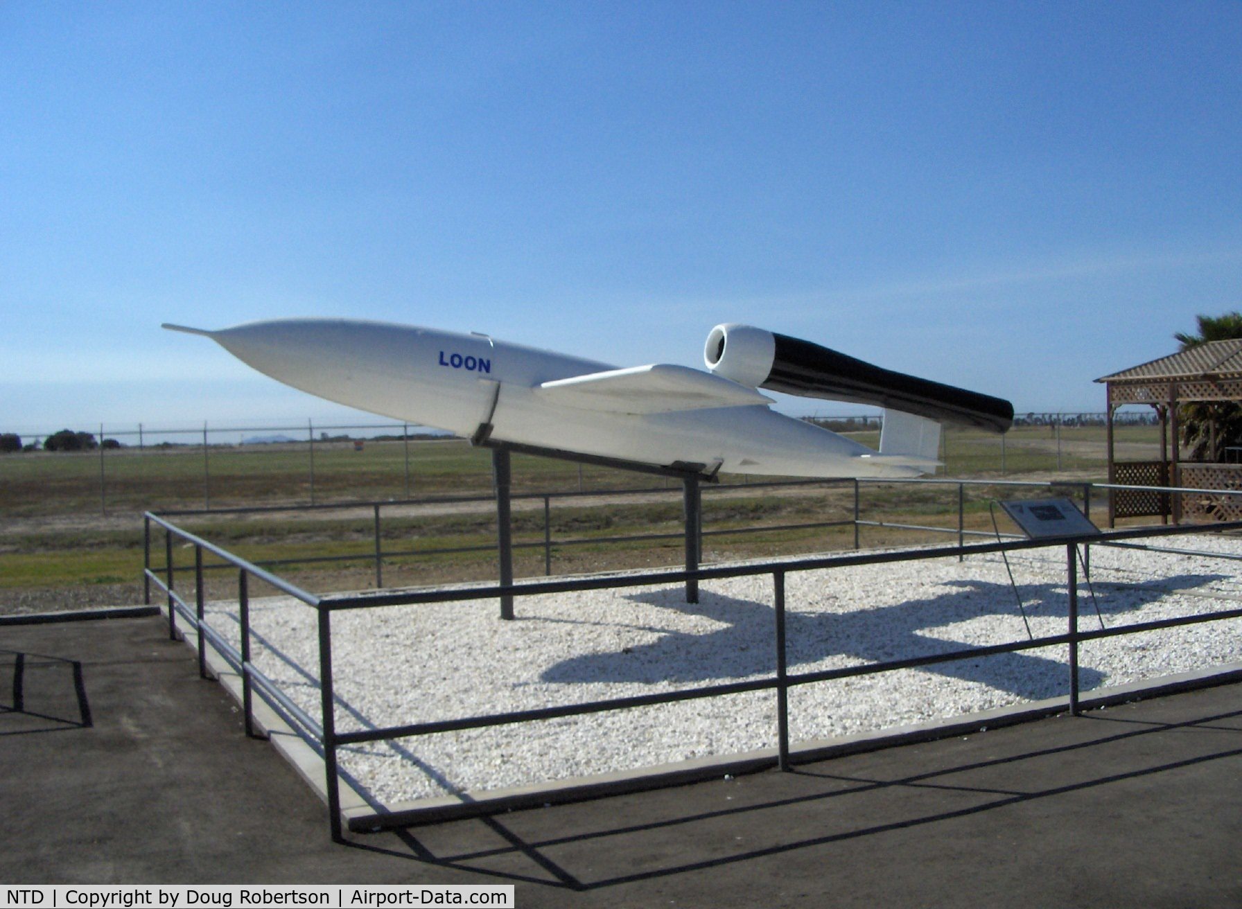 Point Mugu Nas (naval Base Ventura Co) Airport (NTD) - Missile Park-KUW-1/KGW/LTV-N-2 LOON surface to surface copy of German V-1 pulse jet 'buzz bomb' of WWII. 25' long, 19' wingspan, 1,540 lb warhead. 150 mile range. Program ended at Point Mugu 1949, used 'Operation Paperclip' German rocket scientists