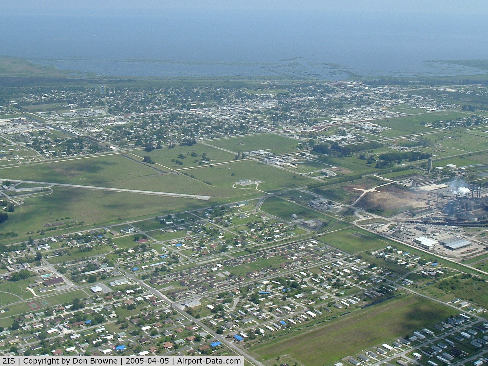 Airglades Airport (2IS) - Old Clewiston, Fl. Airport at Lake Okeechobee - closed in 1980s (U.S. Sugar plant at right)