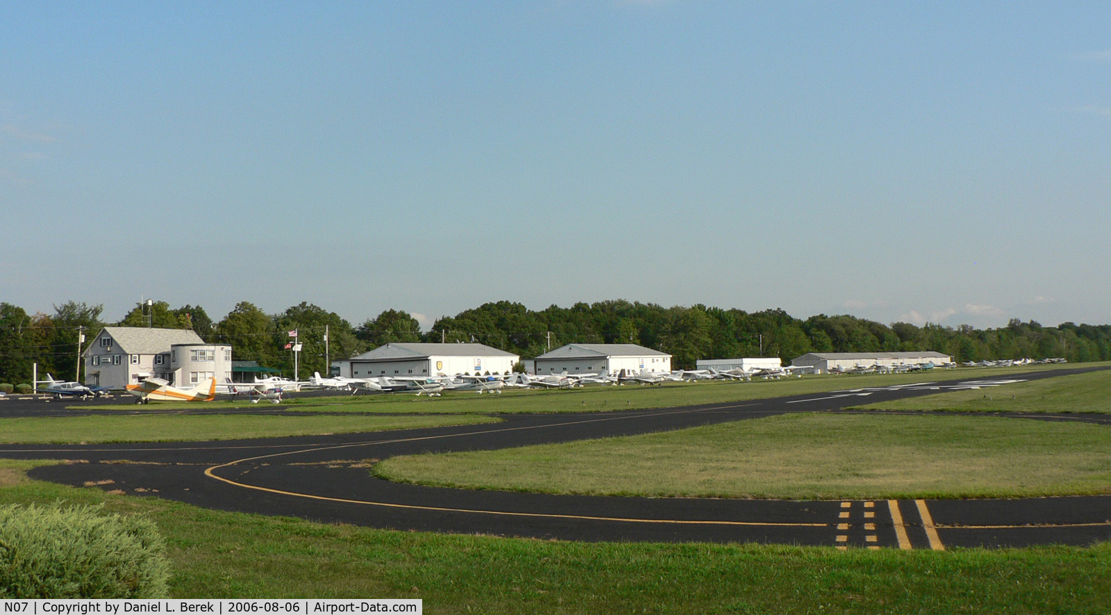 Lincoln Park Airport (N07) - This view from the north gives a panorama of the terminal and aprons at Lincoln Park.