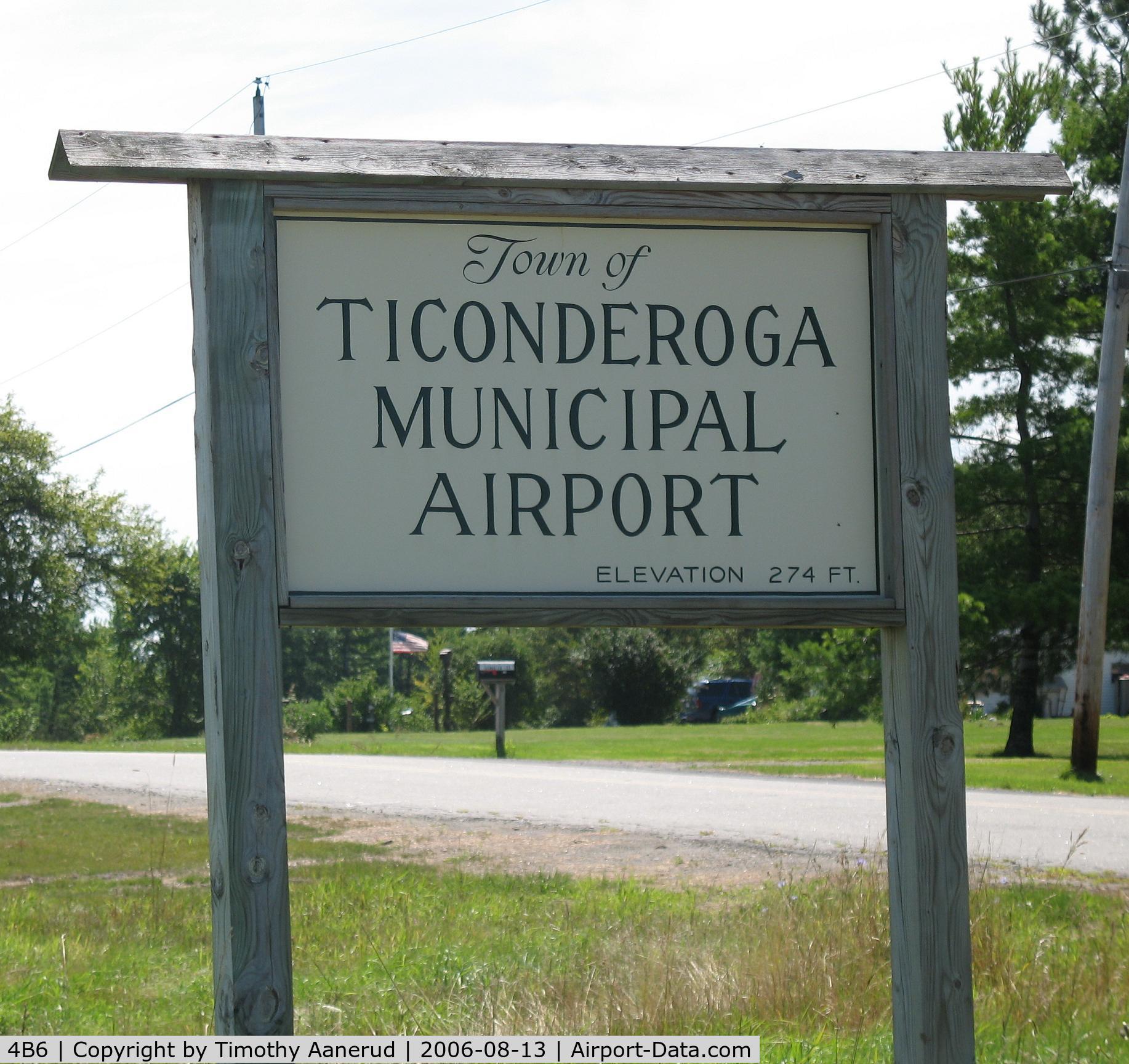 Ticonderoga Municipal Airport (4B6) - airport entrance sign